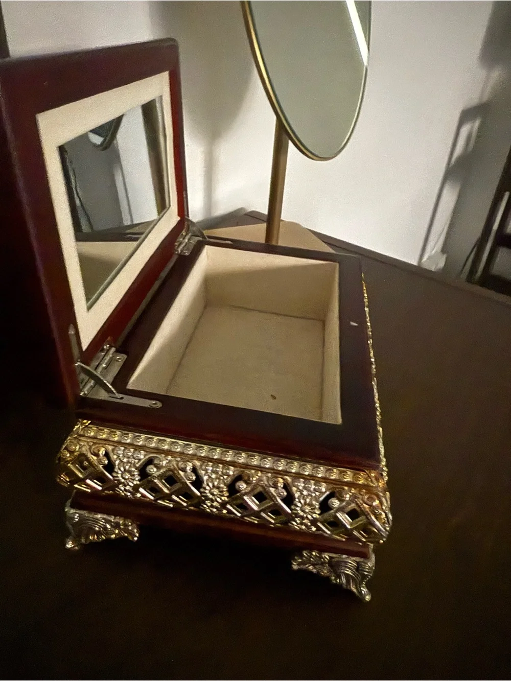 Ornate Gold and Mahogany Decorative Jewelry Box - Home Accents